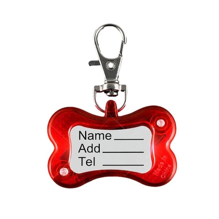 Endless Games Red Flashing Dog Bone Body Name Tag Safety Light EN3331996